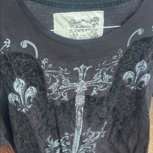 Black Graphic Tee with Silver Accents